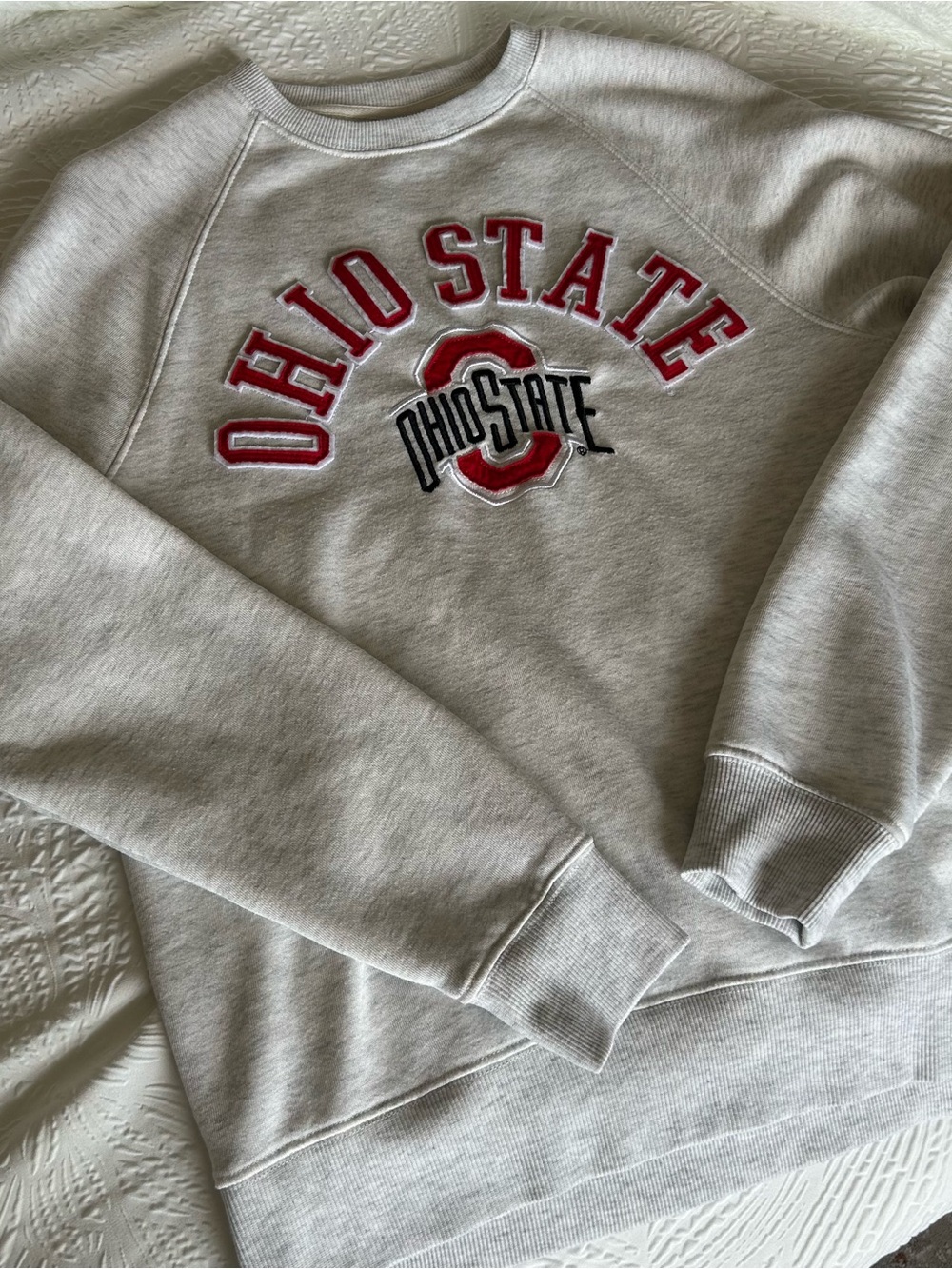 Ohio State Crewneck Sweatshirt - Light Gray with Red Logo
